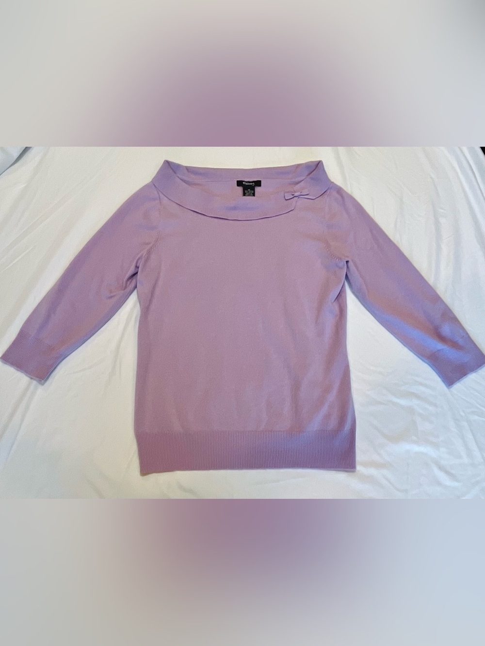 Lavender Cowl-Neck Sweater with Bow Accent
